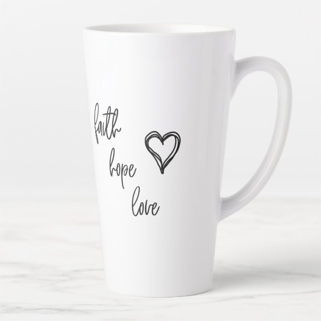 Taza De Café Latte Fe, esperanza, amor - (Derecha)