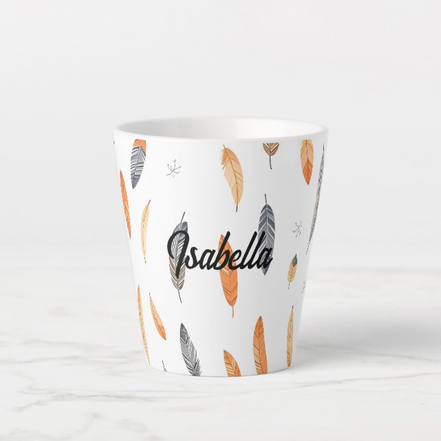 Taza De Café Latte Feathers Luxury Trendy Boho Collection (Anverso)