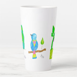 Taza De Café Latte Felices aves acuarelas Latte Mug