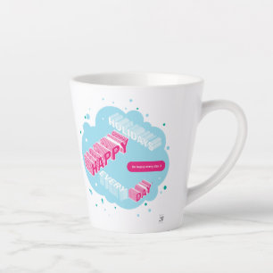 Taza De Café Latte Felices fiestas, azules y rosas