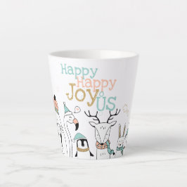 Taza De Café Latte Felices fiestas felices alegrías y dulces animales