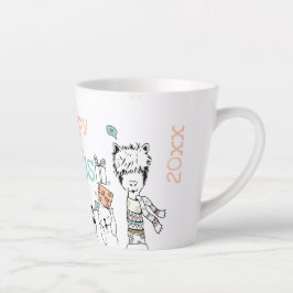 Taza De Café Latte Felices fiestas felices Navidades felices animales