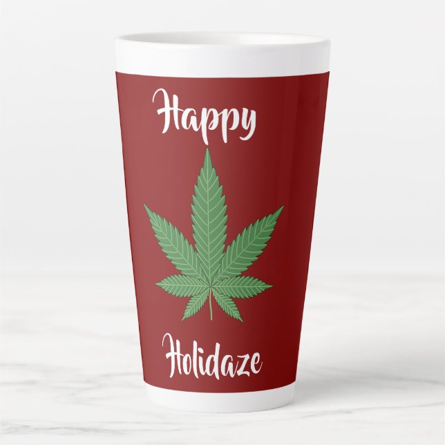 Taza De Café Latte Felices fiestas personalizadas (Anverso)