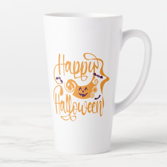Taza De Café Latte Felices murciélagos de Halloween jack o lantern (Derecha)