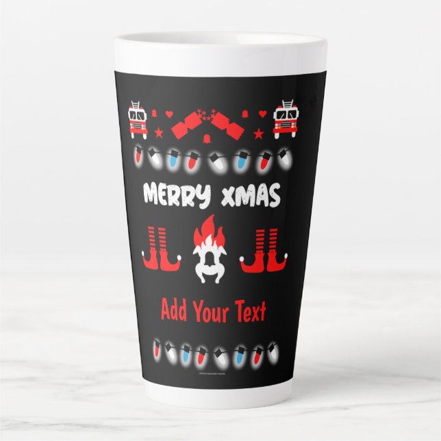Taza De Café Latte Felices navidades de los bomberos (Anverso)