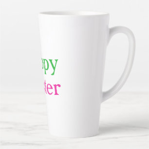 Taza De Café Latte Felices pascuas los niños de color verde rosa añad