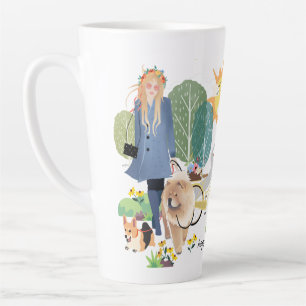 Taza De Café Latte FELICIDAD: Chow Corgi-latte mug