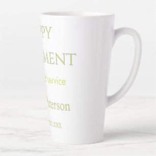 Taza De Café Latte Felicidad jubilación verde nombre años de servicio