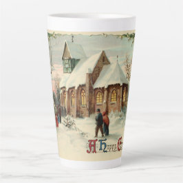 Taza De Café Latte Feligreses de la iglesia de Navidad vintage en la 