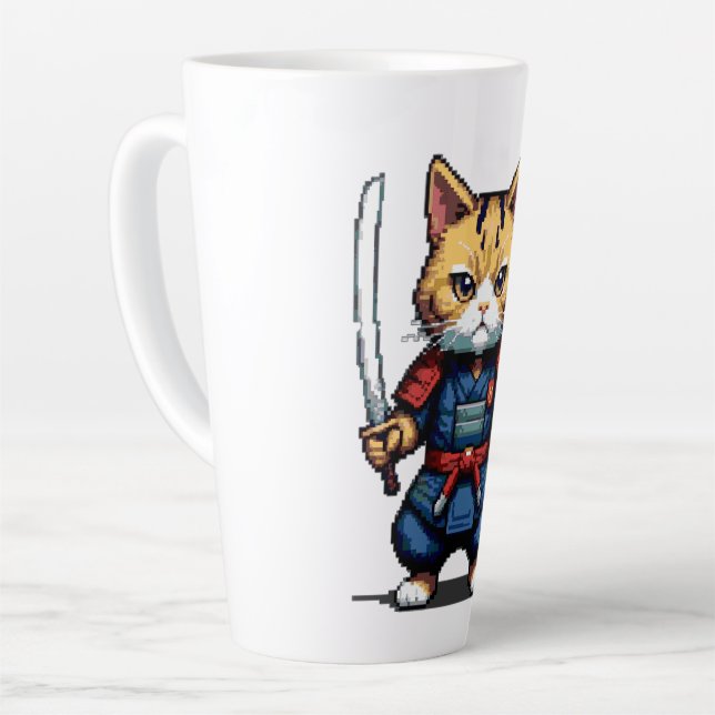 Taza De Café Latte Feline Samurai Warrior (Ángulo izquierdo)