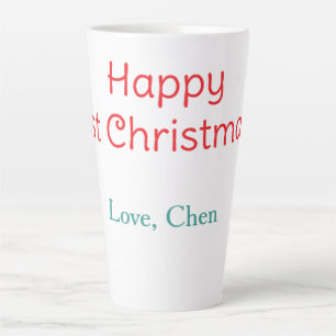 Taza De Café Latte feliz 1er navidad rojo verde amor nombre simple ho