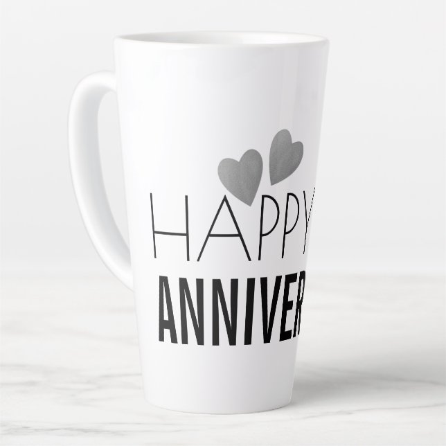 Taza De Café Latte Feliz 25 aniversario Boda plateado (Ángulo izquierdo)