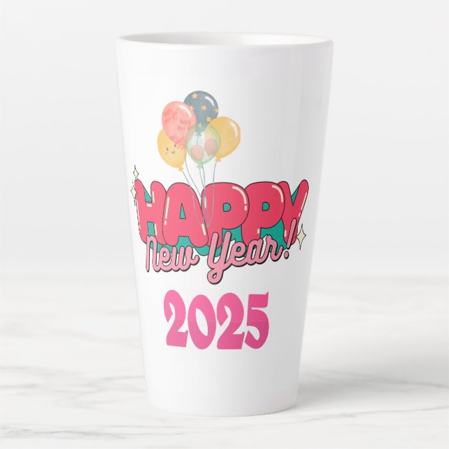 Taza De Café Latte Feliz Año Nuevo 2025 (Anverso)