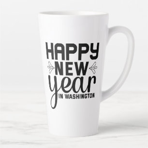 Taza De Café Latte Feliz Año Nuevo en Washington-54688