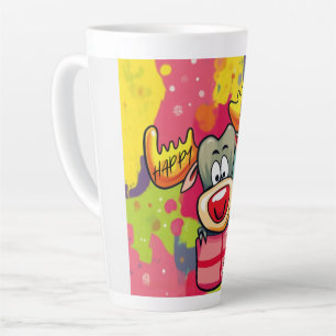 Taza De Café Latte Feliz Año Nuevo Moose - Diseño de celebraciones fe