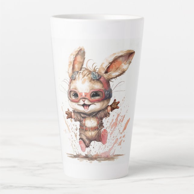 Taza De Café Latte Feliz Bunny Latte Mug (Anverso)