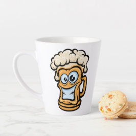 Taza De Café Latte Feliz Cerveza Mug, Ilustracion divertido