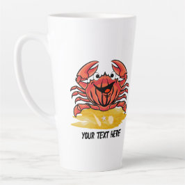 TAZA DE CAFÉ LATTE FELIZ CRAB, (EDITABLE)
