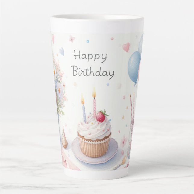 Taza De Café Latte Feliz cumpleaños (Anverso)