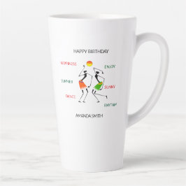 Taza De Café Latte Feliz cumpleaños, fiesta de la felicidad