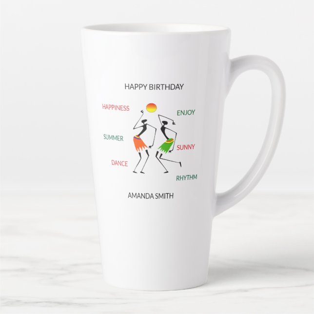 Taza De Café Latte Feliz cumpleaños, fiesta de la felicidad (Derecha)