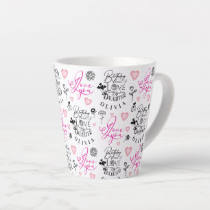 Taza De Café Latte Feliz Cumpleaños Hija Nombre Personalizado
