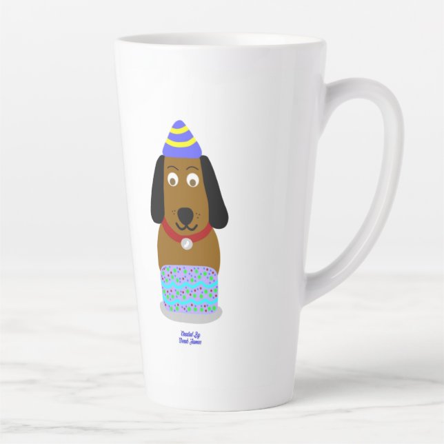 Taza De Café Latte Feliz cumpleaños Pup Large Latte Mug (Derecha)