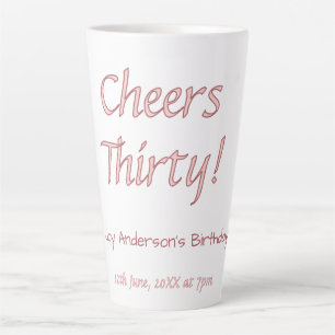 Taza De Café Latte feliz cumpleaños treinta rosa marón nombre trendy