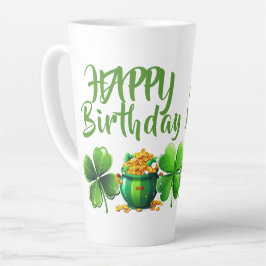 Taza De Café Latte Feliz Cumpleaños Verde Café Edad Afortunado Irland