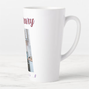 Taza De Café Latte Feliz décimo aniversario foto boda apellido d