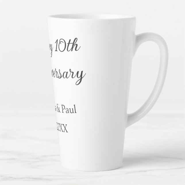 Taza De Café Latte Feliz décimo aniversario simple nombre mínimo de b (Derecha)