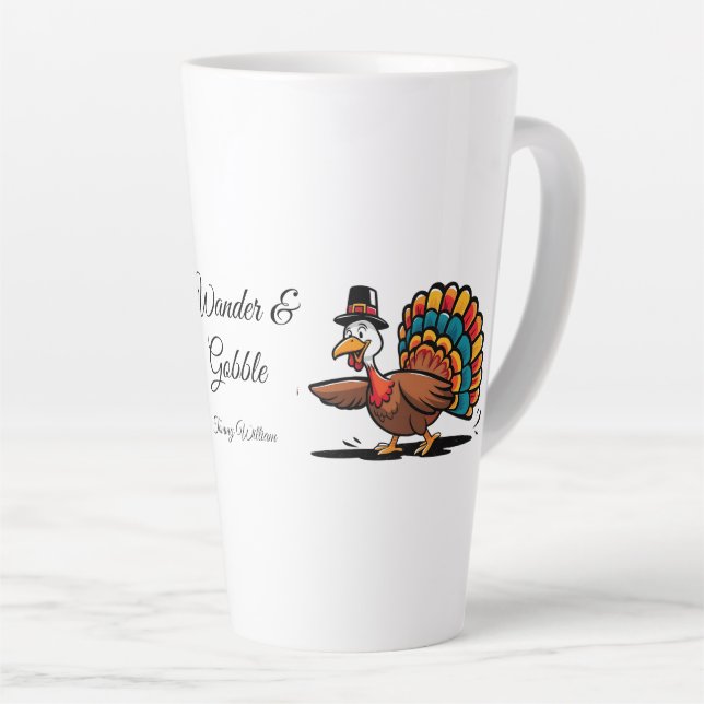 Taza De Café Latte Feliz Día de Acción de Gracias Turquía (Ángulo derecho)