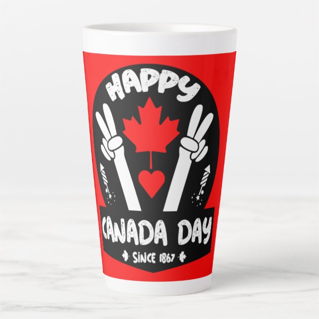 Taza De Café Latte Feliz Día de Canadá 1 de julio Café Mug (Anverso)
