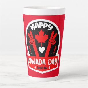 Taza De Café Latte Feliz Día de Canadá 1 de julio Café Mug