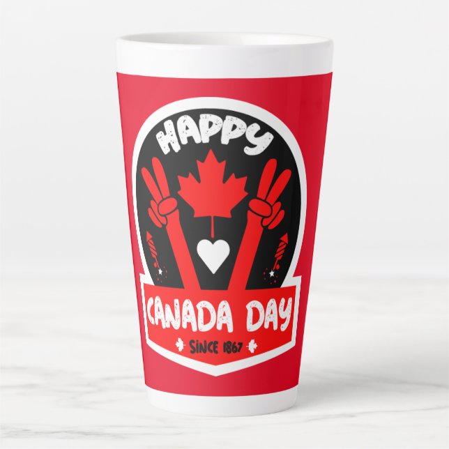 Taza De Café Latte Feliz Día de Canadá 1 de julio Café Mug (Anverso)