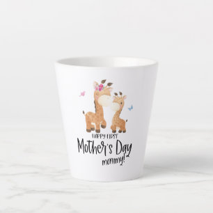 Taza De Café Latte Feliz Día de la Madre 🦒 Girafa + Mariposas