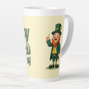 Taza De Café Latte Feliz día de San Patricio, adorable duende