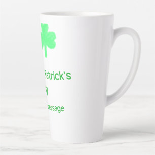 Taza De Café Latte Feliz día de San Patricio hoja de trébol verde add