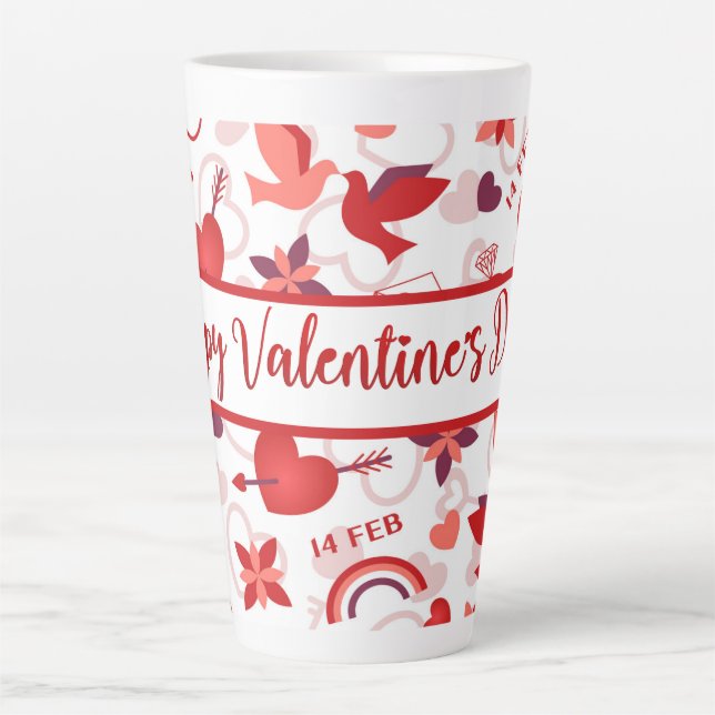 Taza De Café Latte Feliz día de San Valentín (Anverso)