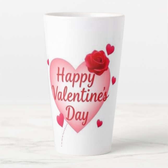 Taza De Café Latte Feliz Día de San Valentín (Anverso)