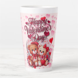 Taza De Café Latte Feliz Día de San Valentín amor Teddy Bear Pareja