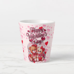 Taza De Café Latte Feliz Día de San Valentín amor Teddy Bear Pareja
