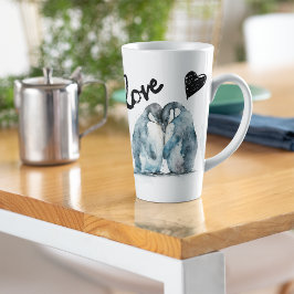 Taza De Café Latte Feliz Día de San Valentín con amor a los pingüinos