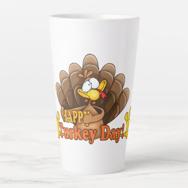 Taza De Café Latte Feliz Día de Turquía (Anverso)