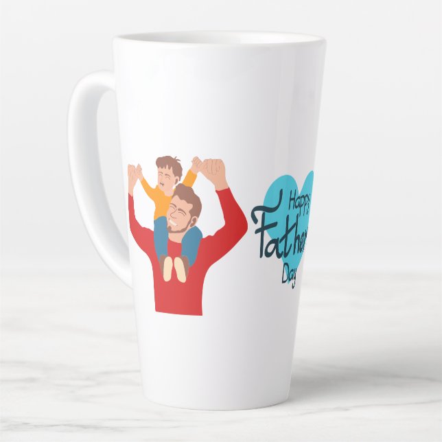 Taza De Café Latte Feliz Día del Padre | Padre e hijo Latte Mug (Ángulo izquierdo)