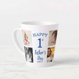 Taza De Café Latte Feliz Día del Primer Padre 8 Collage de fotos fami