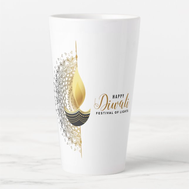 Taza De Café Latte Feliz Diwali (Anverso)