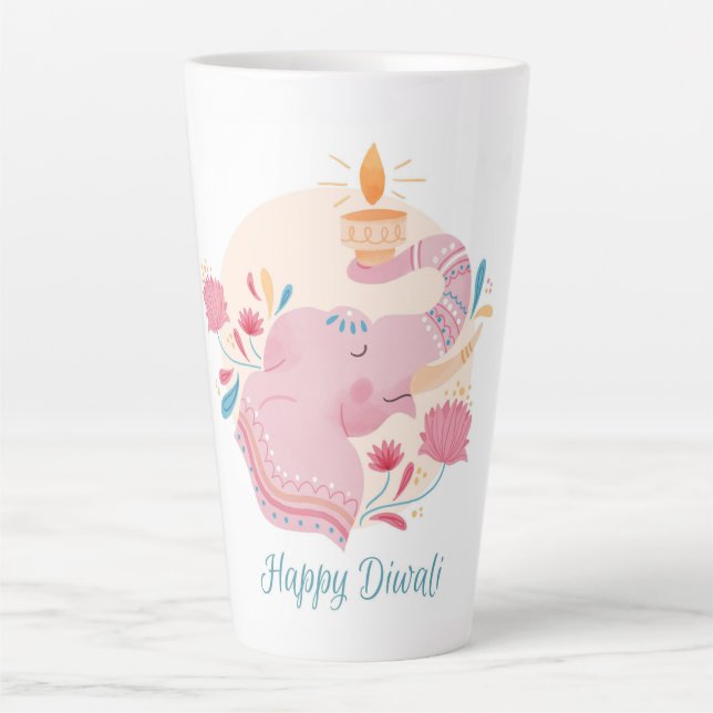 Taza De Café Latte Feliz Diwali (Anverso)