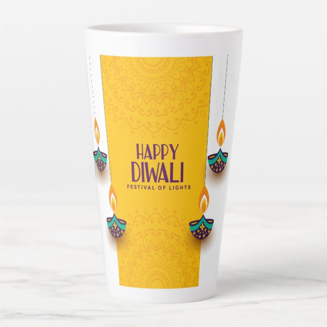 Taza De Café Latte Feliz Diwali (Anverso)