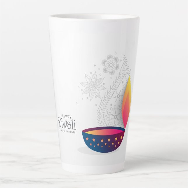 Taza De Café Latte Feliz Diwali (Anverso)